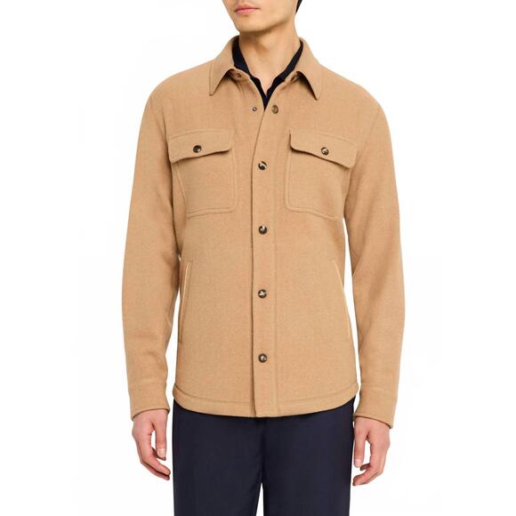 NEW RALPH LAUREN men's textured long sleeves overshirt in camel